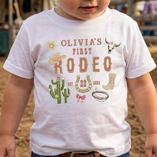 Första Rodeo Western Cowgirl 1-års födelsedagsfest T Shirt