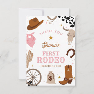 Första Rodeo Western Flickas 1-årsdag Tack Kort