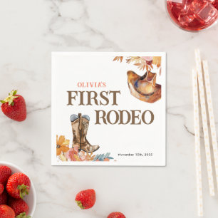 Första rodeo Western Girl 1:a födelsedagen Pappersservett