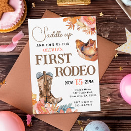 Första rodeo Western Girl 1:a födelsedagsinbjudan Inbjudningar