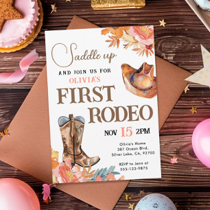 Första rodeo Western Girl 1:a födelsedagsinbjudan Inbjudningar