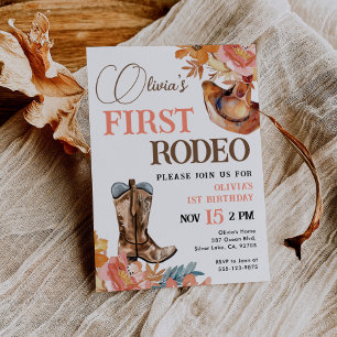 Första rodeo Western Girl 1:a födelsedagsinbjudan Inbjudningar