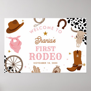 Första rodeo Western Girl First Birthday Välkommen Poster