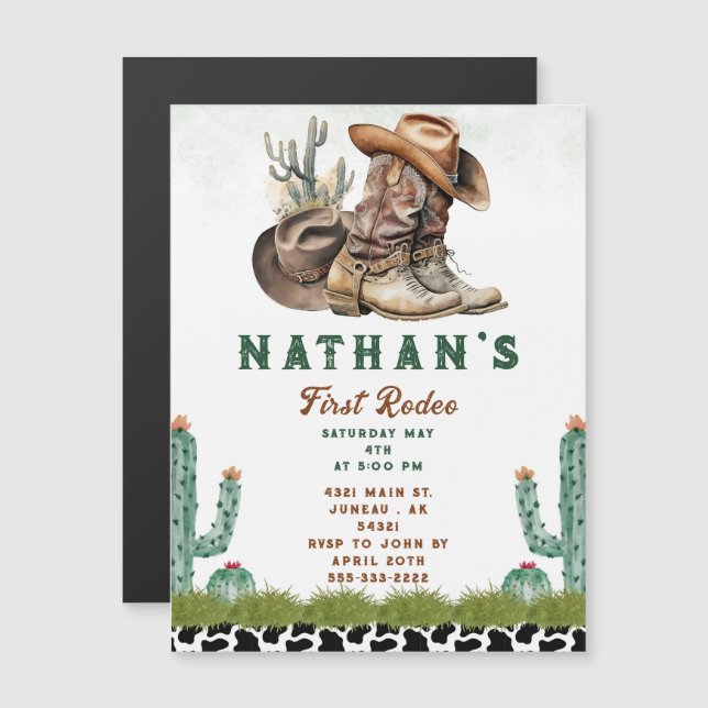 Första Rodeo Western Häst Cowboyhatt Kaktus (Fram/baksida)