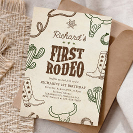 Första rodeo Western pojke 1:a födelsedagen Inbjudningar