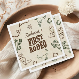 Första rodeo Western pojke 1:a födelsedagen Pappersservett