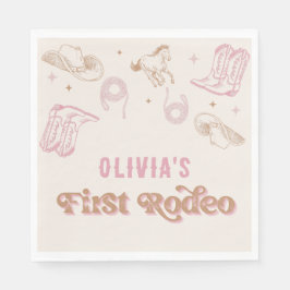 Första Rodeo Western Rosa Cowgirl Birthday Pappersservett
