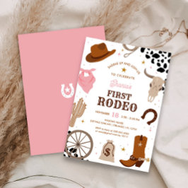 Första rodeo Western Vilda western Girl First Birt Inbjudningar