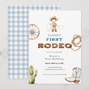 Första rodeo Westerna Pojke-födelsedagen Inbjudningar
