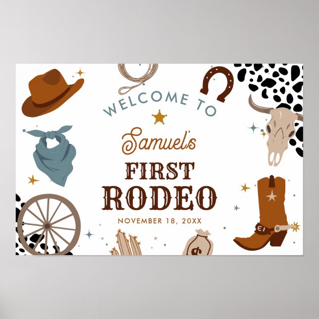 Första rodeo Westerna pojken, första födelsedag Poster (Framsidan)