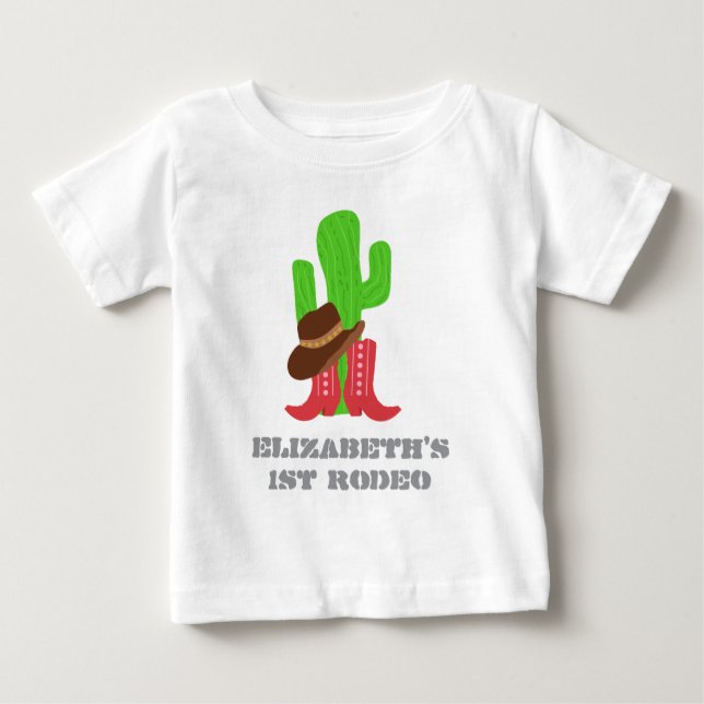 Första Rodeodrottning 1-årsdag T Shirt (Framsida)