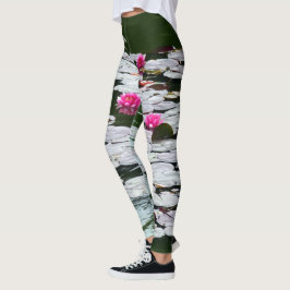 Första Rosa Waterlilies Leggings