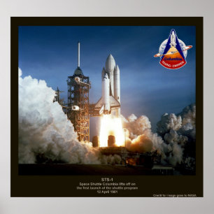 Första rymdfärdens uppskjutning STS-1 Columbia Poster