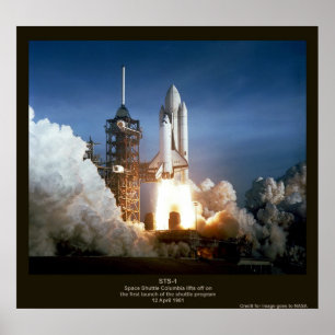 Första rymdfärdens uppskjutning STS-1 Columbia Poster
