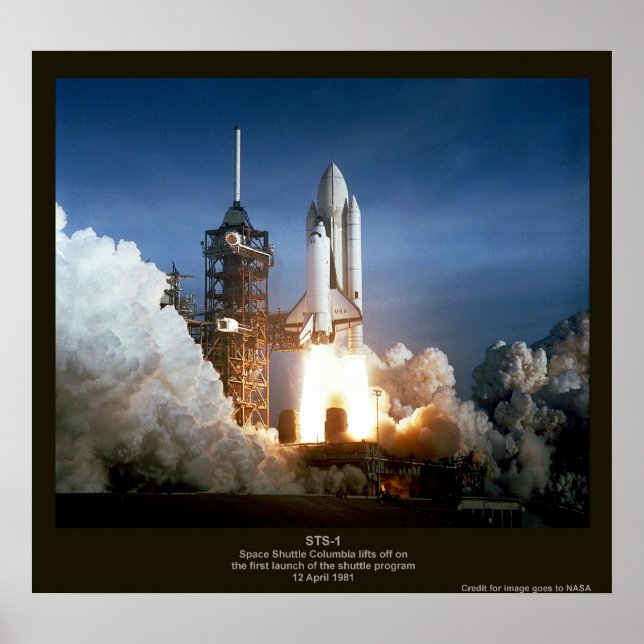 Första rymdfärdens uppskjutning STS-1 Columbia Poster (Framsidan)