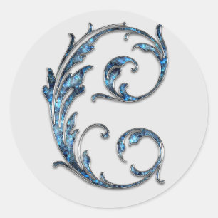 Första S-klistermärken i monogram Runt Klistermärke