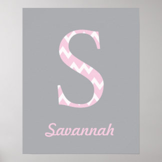 Första S’-Personligen Chevron Rosa Baby Namn Poster