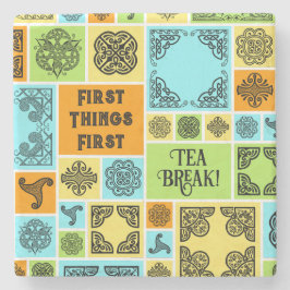 Första Sak först Tea Break! Lönsam Orange och Grön Stenunderlägg