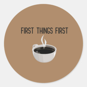 Första Sak Första kaffetiderna Brunius Sticker Runt Klistermärke
