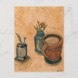 Första Sak på morgonen CricketDiane Coffee Art Vykort