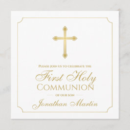 Första samfund Simple Guld Kor Boy Christian Inbjudningar