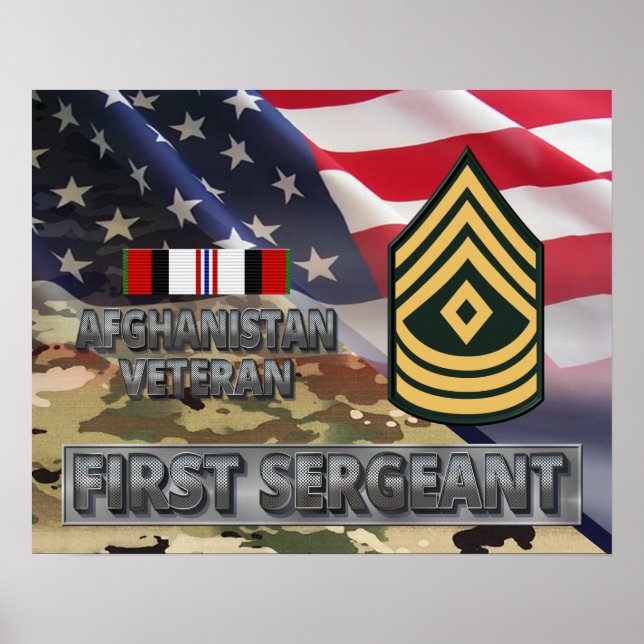 Första sergeant Afghanistan Kampanj Ribbon Poster (Framsidan)