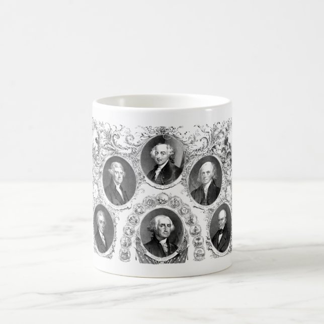 Första sex U.S.-presidenter Kaffemugg (Center)