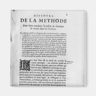 Första sida av "Discours de la Methode" vid Rene Magnet