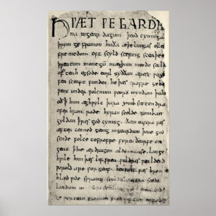 Första sidan av Beowulf-utskrift Poster