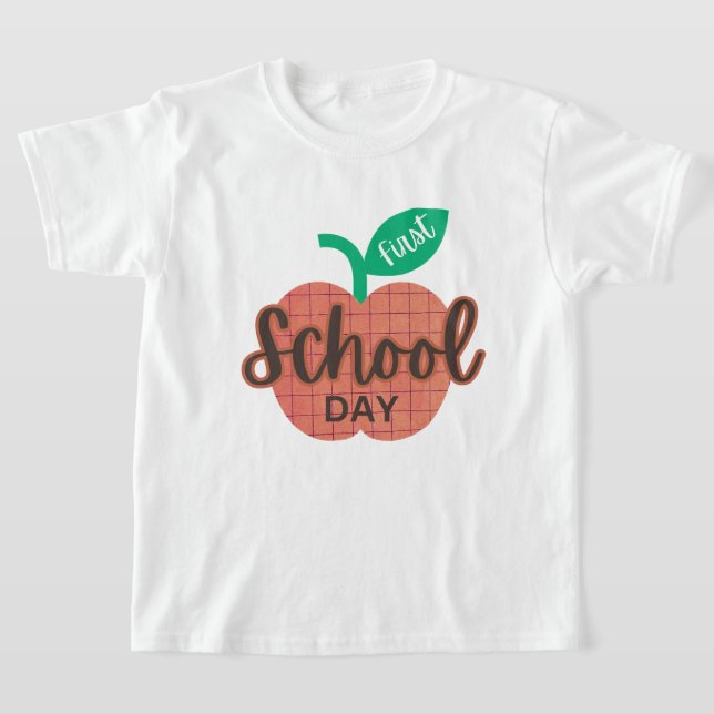 Första skoldagen back to school-äppelbarn t shirt (Laydown)