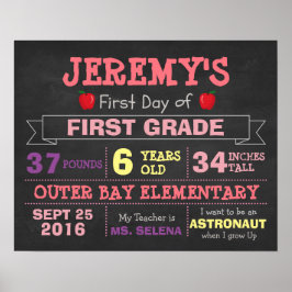 Första skoldagen Barnplakat Foto rekvisita Poster