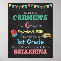 Första skoldagen Barnplakat Foto rekvisita