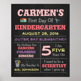 Första skoldagen Barnplansch Foto rekvisita Poster