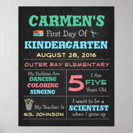 Första Skoldagen Barnplanscher Foto Rekvisita Poster