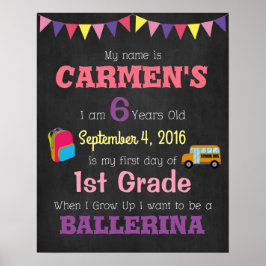 Första Skoldagen Barnplanscher Foto Rekvisita Poster