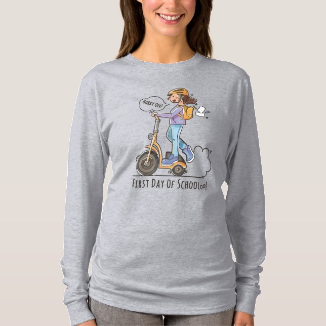 Första skoldagen | Kvinnors Långärmad T Shirt (Framsida)