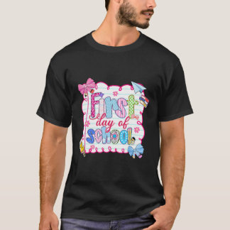 Första Skoldagen Preppy Coquette Bow Ck Till Skola T Shirt