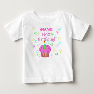 Första skräddarsy födelsedag för rosa muffin tee shirt