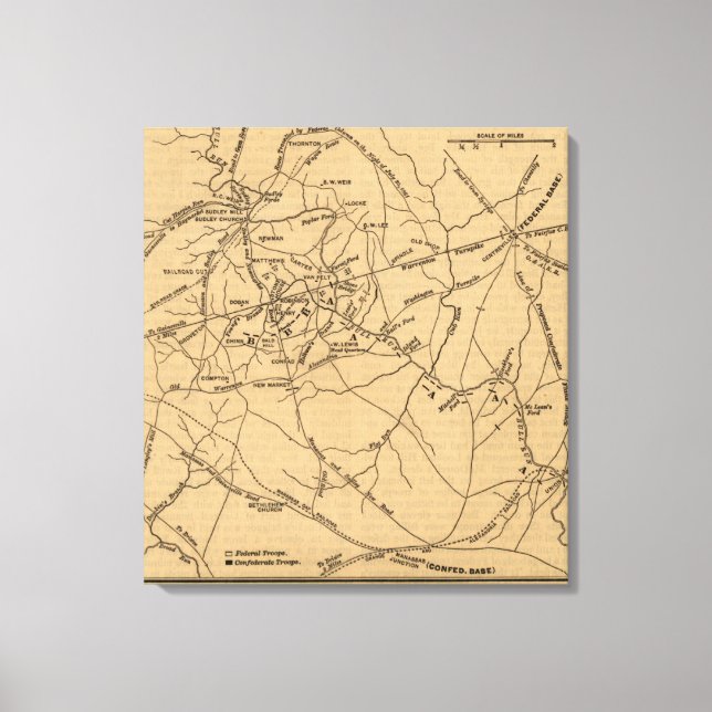 Första slaget vid Bull Springa - Civil Krig Panora Canvastryck (Framsida)