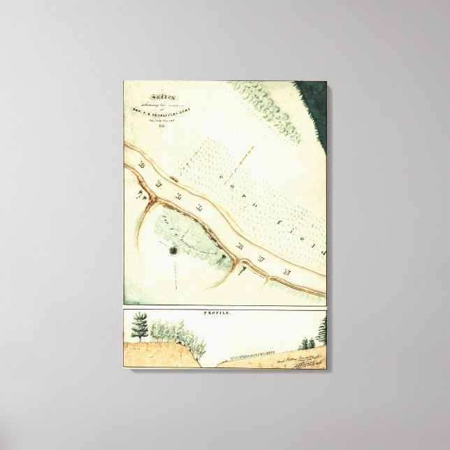 Första slaget vid Bull Springa - Civil Krig Panora Canvastryck (Framsida)