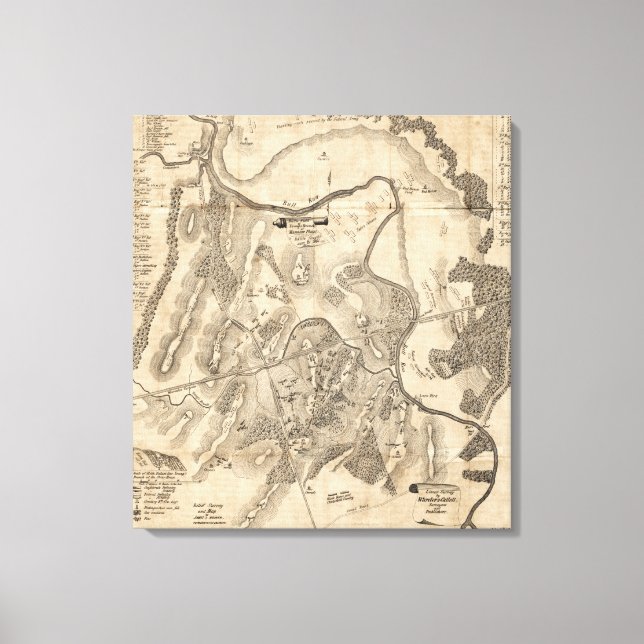 Första slaget vid Bull Springa - Civil Krig Panora Canvastryck (Framsida)