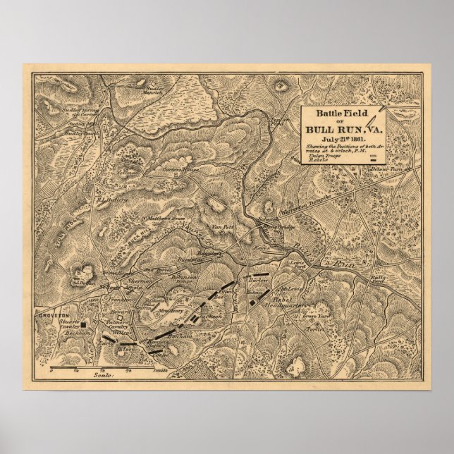 Första slaget vid Bull Springa - Civil Krig Panora Poster (Framsidan)