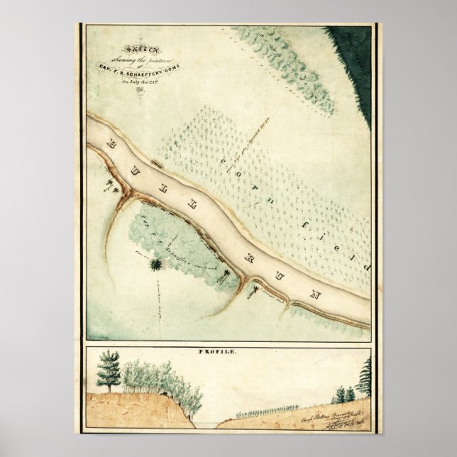 Första slaget vid Bull Springa - Civil Krig Panora Poster (Framsidan)