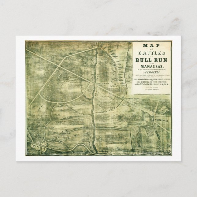 Första slaget vid Bull Springa - Civil Krig Panora Vykort (Framsida)