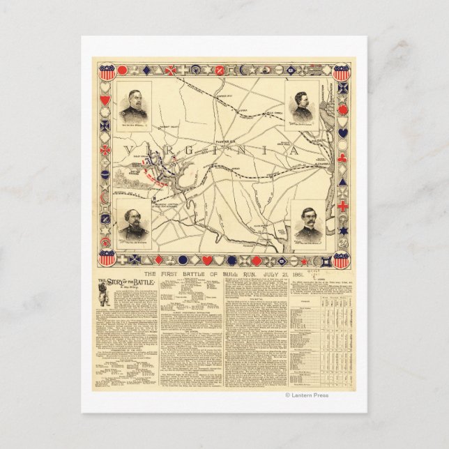 Första slaget vid Bull Springa - Civil Krig Panora Vykort (Framsida)
