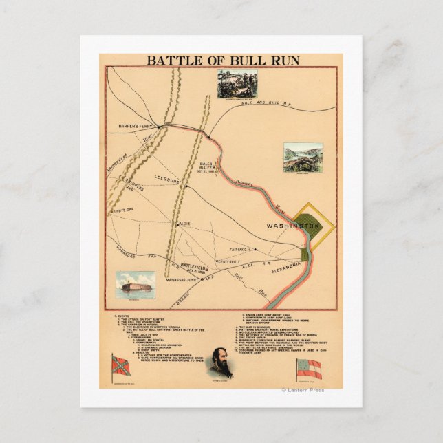 Första slaget vid Bull Springa - Civil Krig Panora Vykort (Framsida)