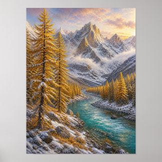 Första Snö Larch Valley 12x16 Affisch