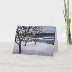 Första snö på kortet för sjöWinona hälsning Kort