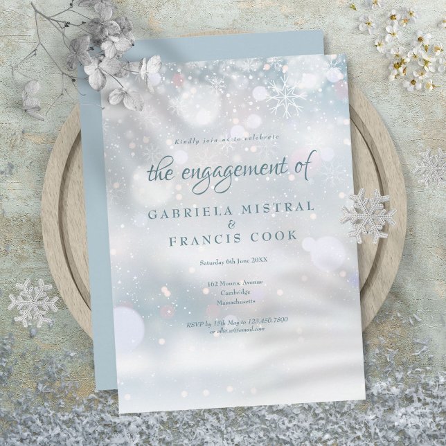 Första snöflingarnas förlovningsfest inbjudningar (First Snowflakes Engagement Party Invitation)