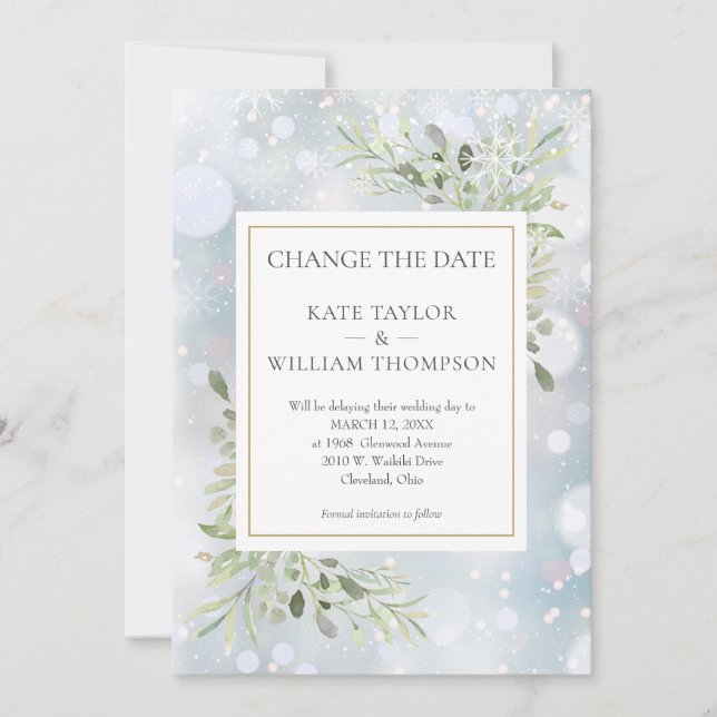 Första Snöflingor Ändra datum Grey Löv Spara Datumet (Framsida)